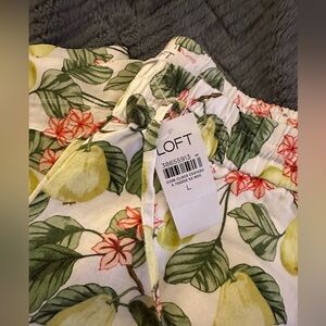 LOFT Lemon and Floral Print Pants